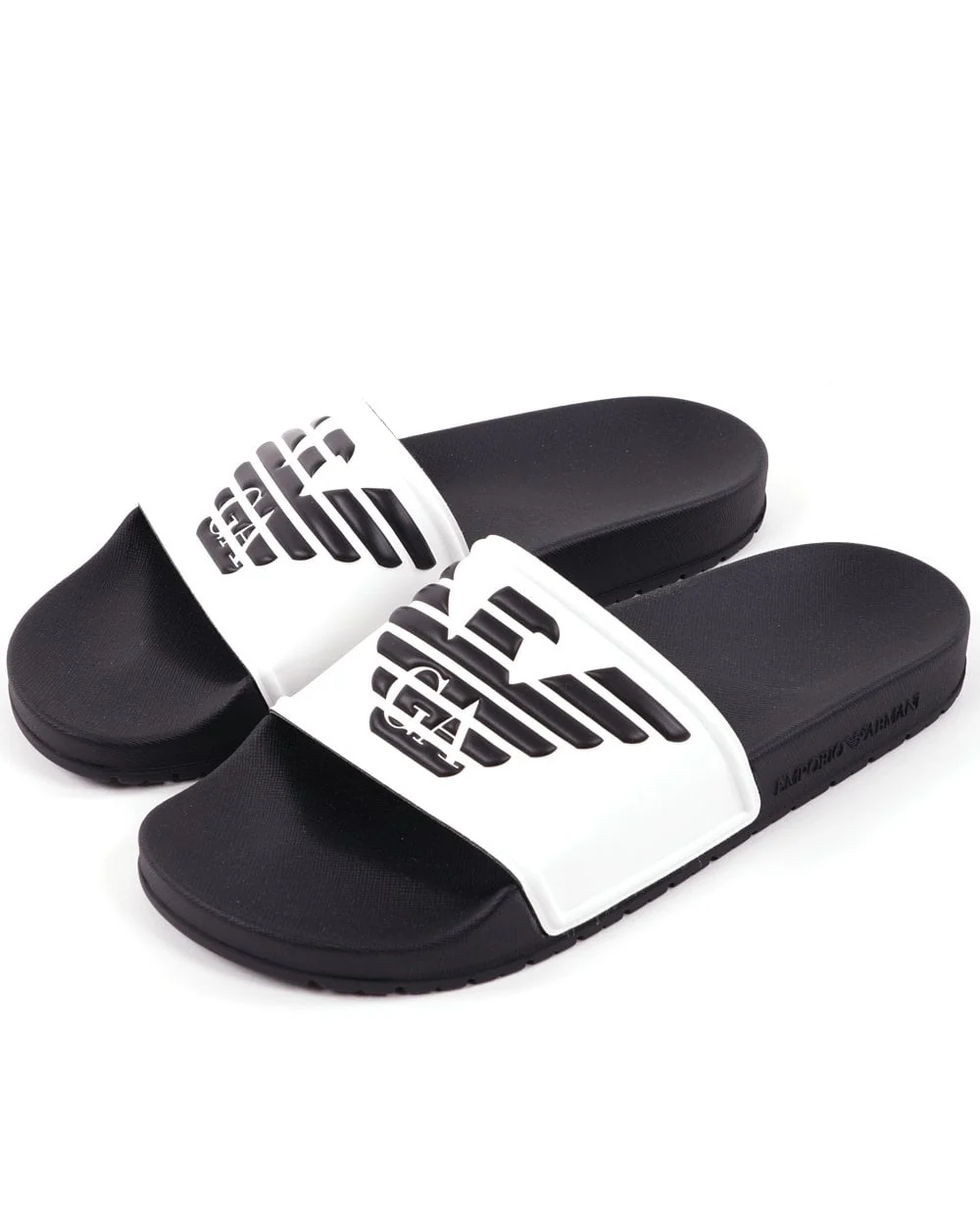 Emporio Armani Eagle Logo Sliders White/Black