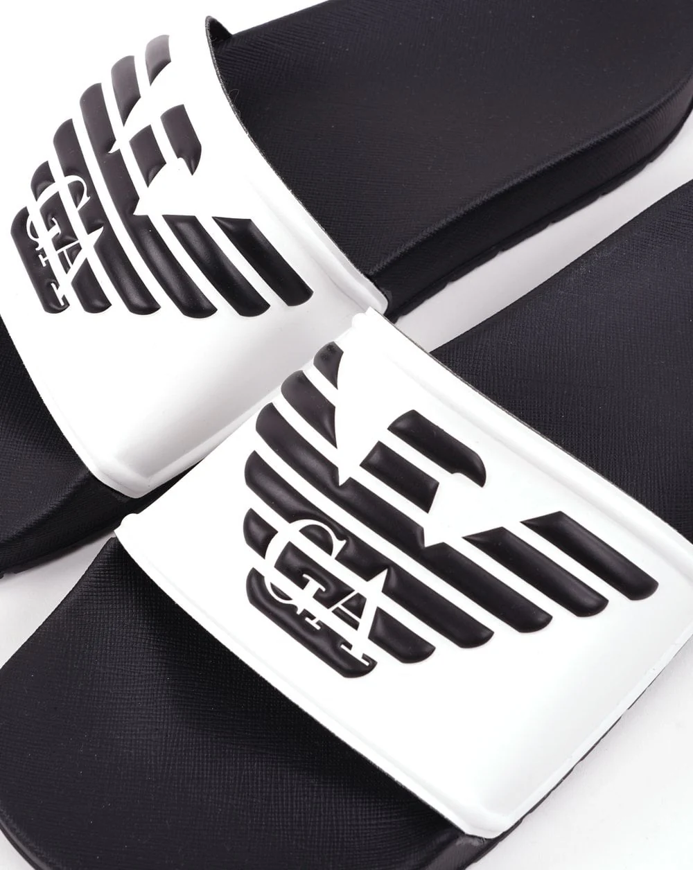 Emporio Armani Eagle Logo Sliders White/Black - Image 2