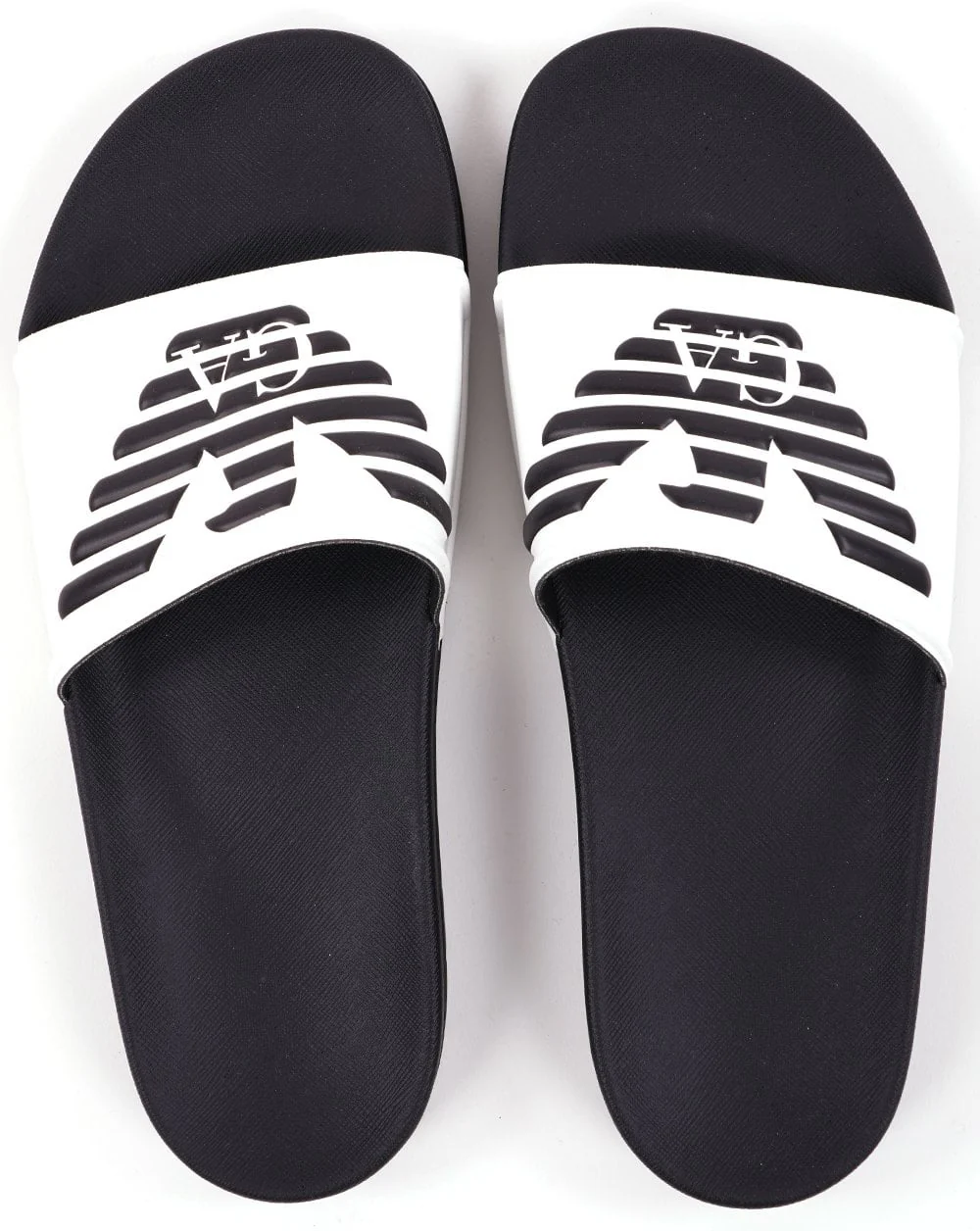 Emporio Armani Eagle Logo Sliders White/Black - Image 3
