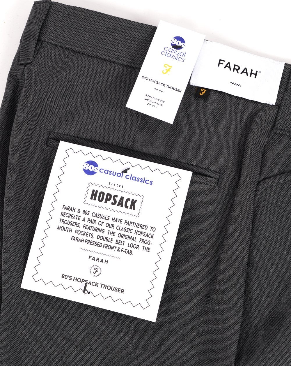 Farah 80s Hopsack Trousers Grey - Image 4