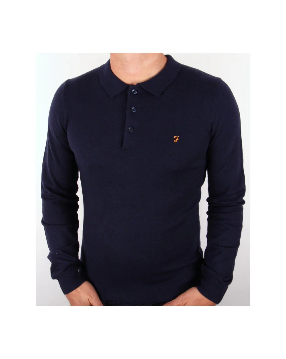 Farah Affery Knitted Polo Shirt Navy Blue