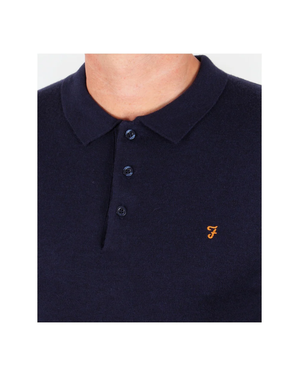 Farah Affery Knitted Polo Shirt Navy Blue - Image 2