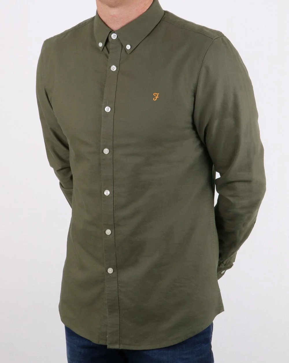 Farah Brewer Shirt Military Green - Image 2