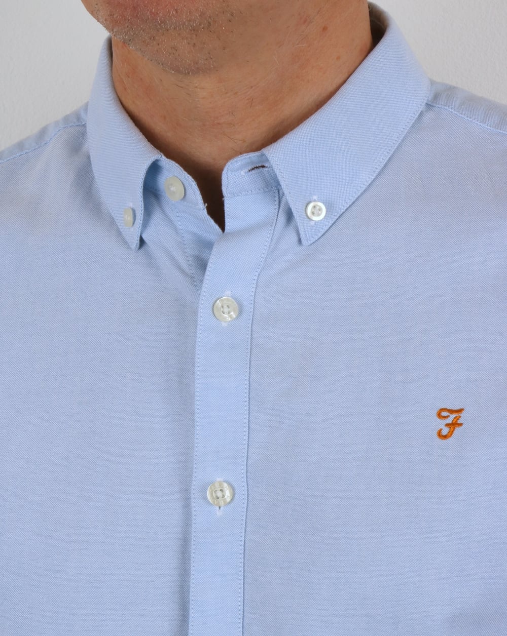 Farah Brewer Short Sleeve Shirt Sky Blue - Image 2