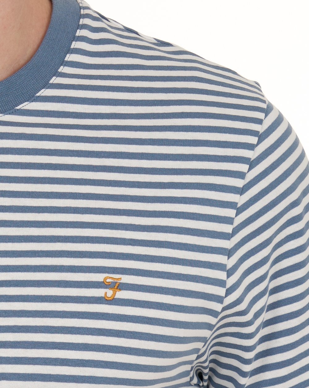 Farah Castle Striped T Shirt Blue Tide - Image 4