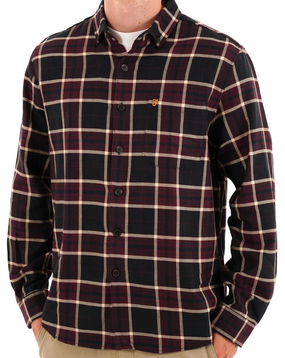 Farah Christian LS Check Shirt Bordeaux - Image 3