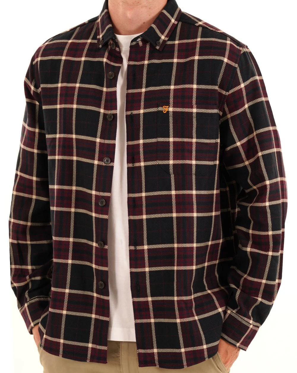 Farah Christian LS Check Shirt Bordeaux - Image 4