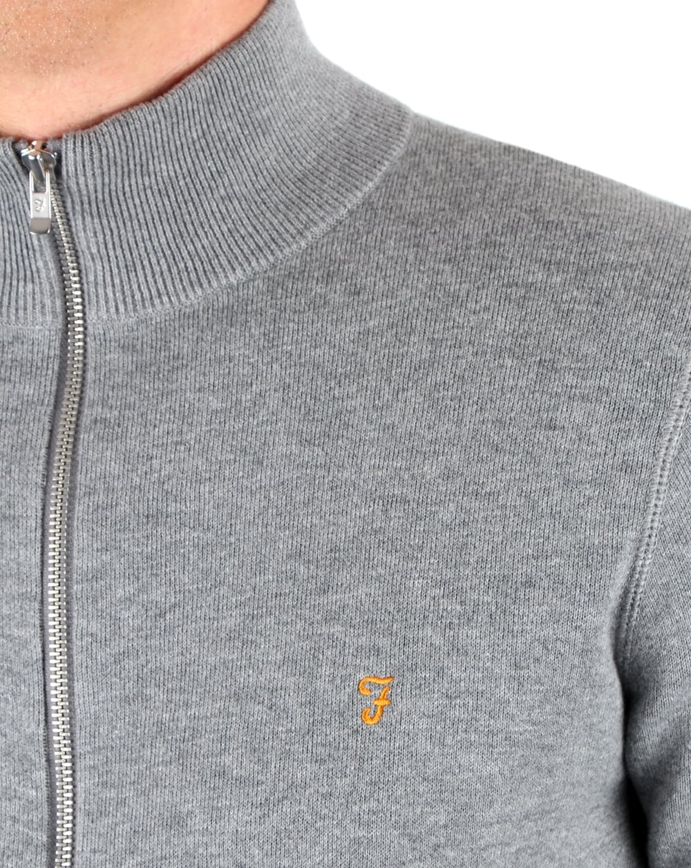 Farah Fermoy Knitted Track Top Gravel Marl - Image 2