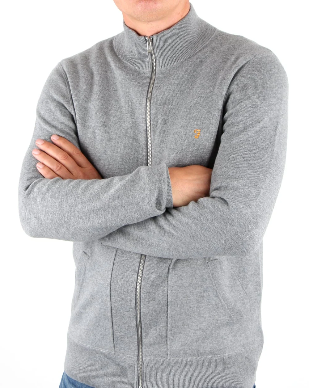 Farah Fermoy Knitted Track Top Gravel Marl - Image 3