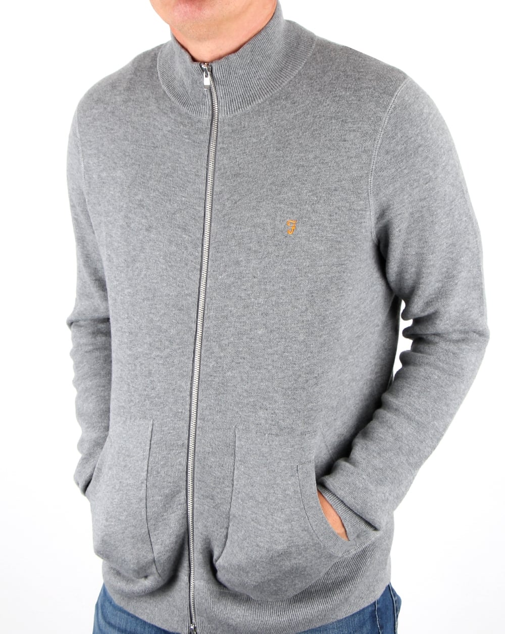 Farah Fermoy Knitted Track Top Gravel Marl - Image 4