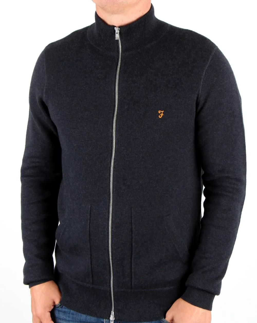 Farah Fermoy Knitted Track Top Navy Marl