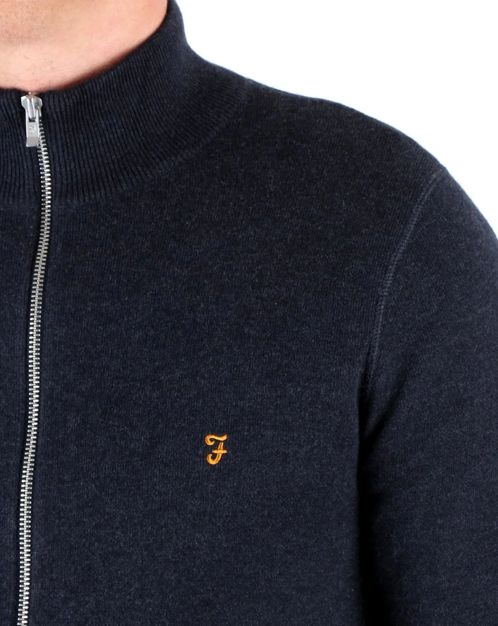 Farah Fermoy Knitted Track Top Navy Marl - Image 2