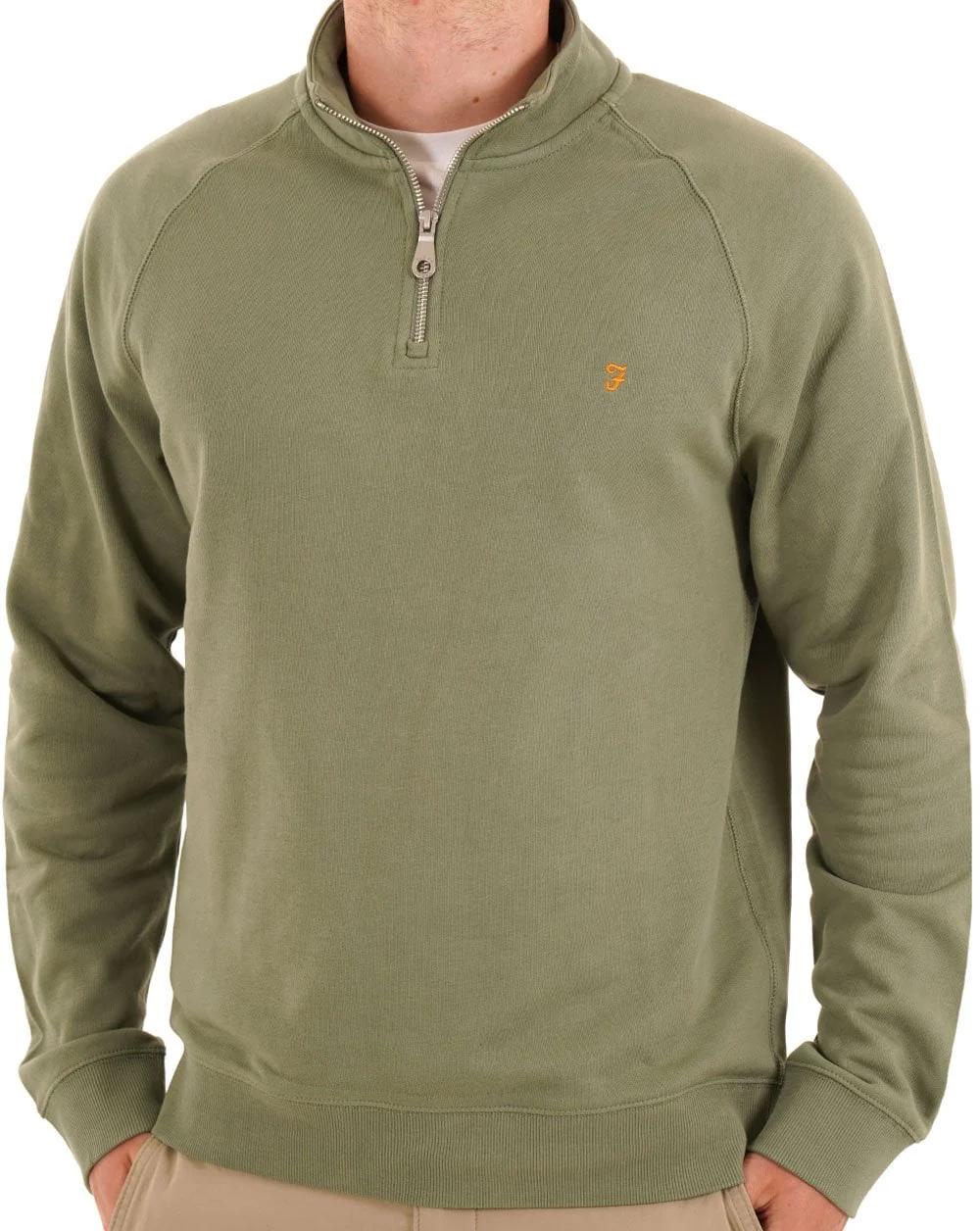 Farah Jim 1/4 Zip Sweatshirt Tarragon Green - Image 3