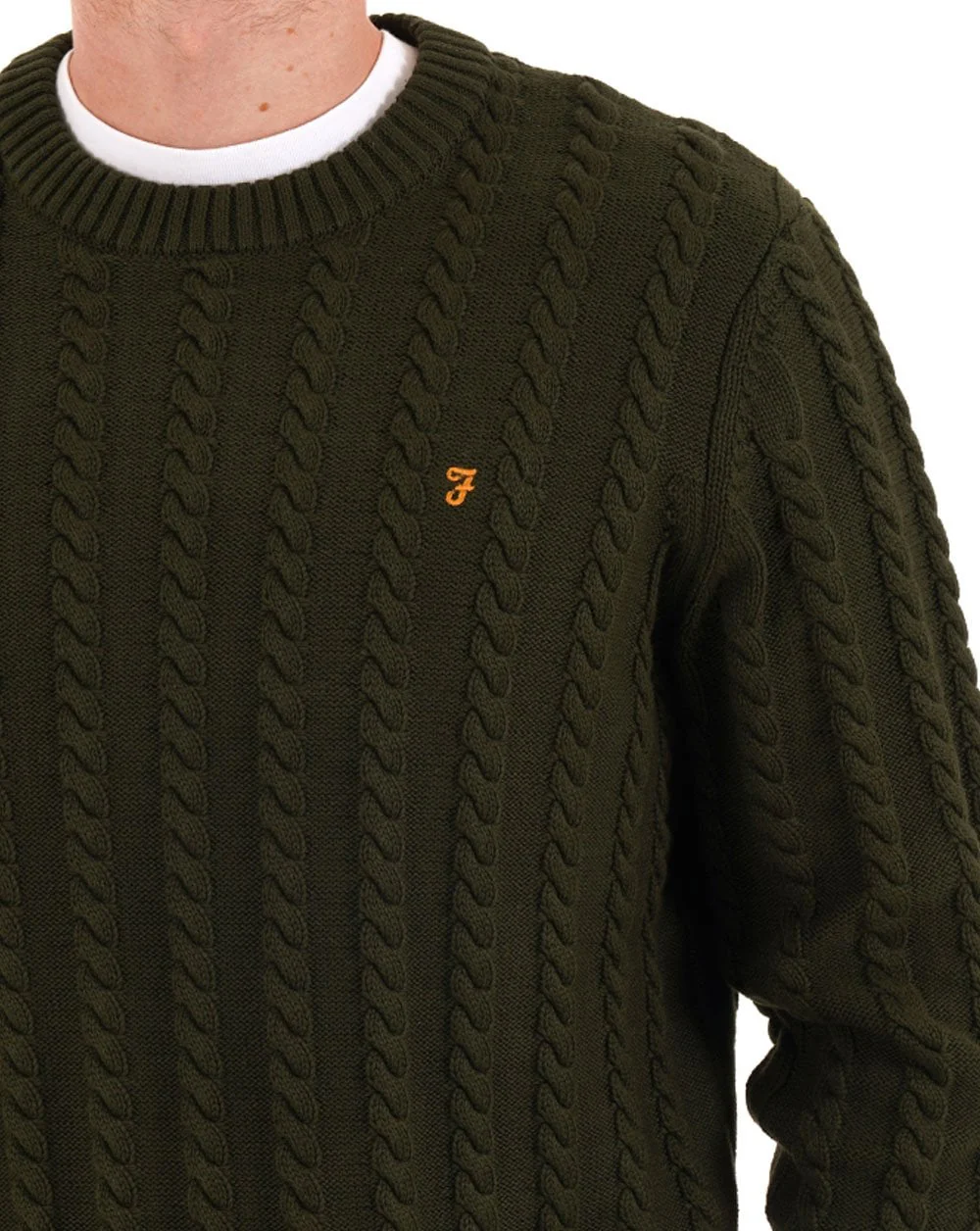 Farah Knight Cable Knit Jumper Evergreen - Image 2
