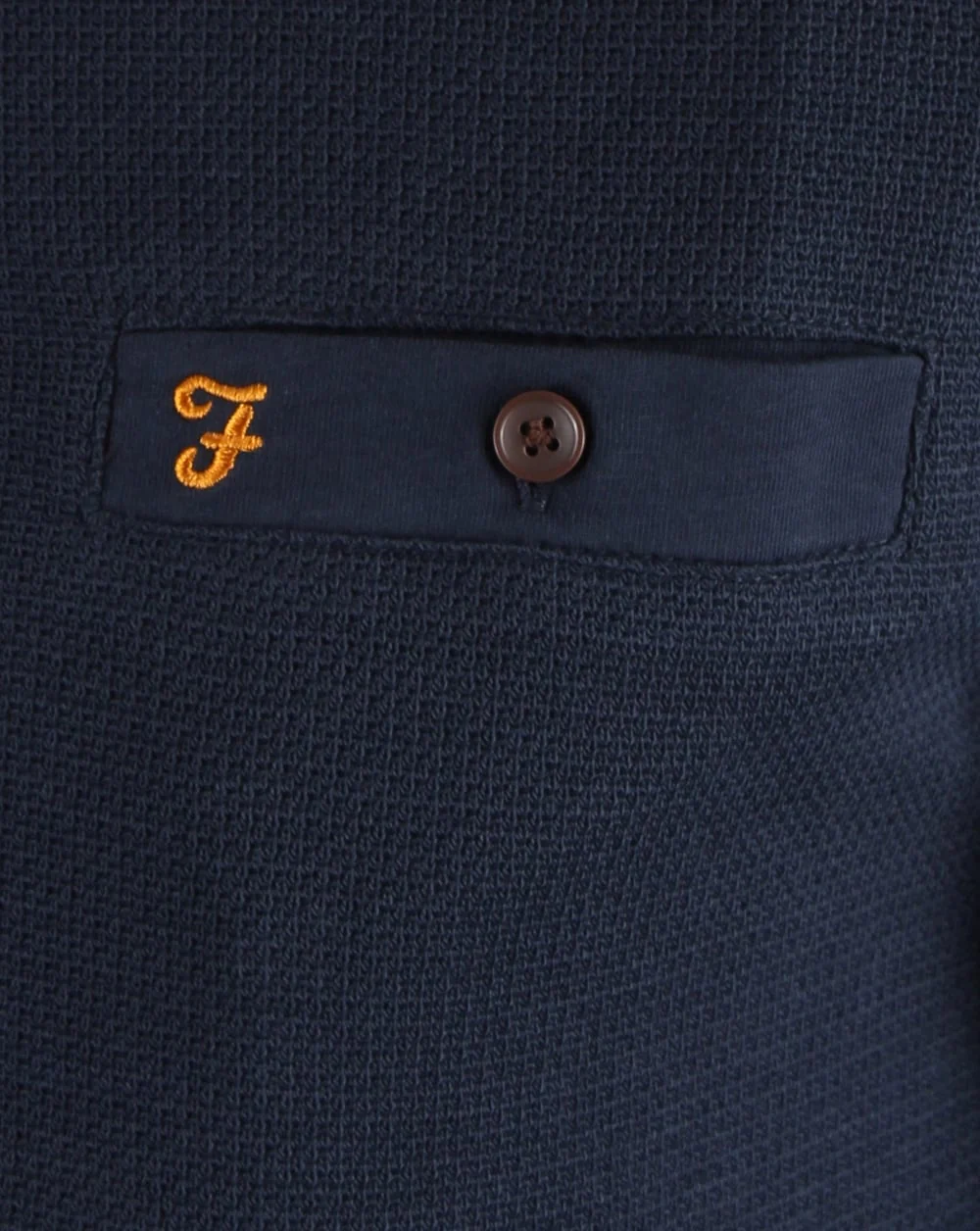 Farah Lester Long Sleeve Polo Shirt Navy - Image 3