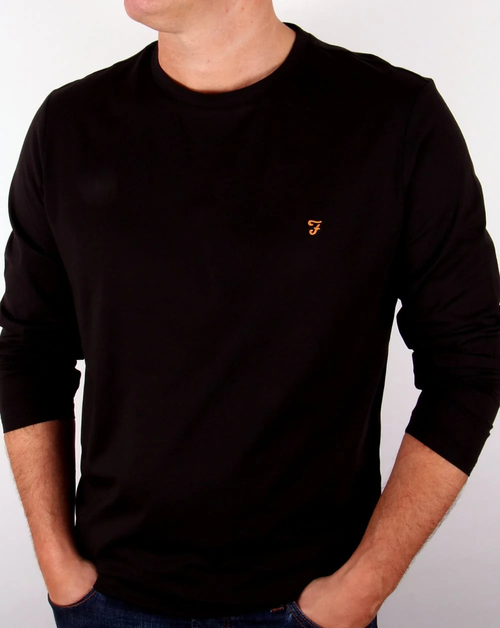 Farah Long Sleeve Denny Logo T-shirt Black