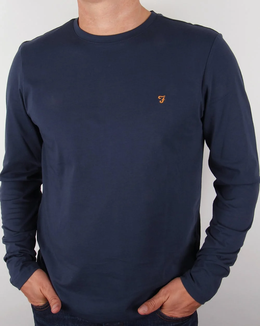 Farah Long Sleeve Denny Logo T-shirt Navy