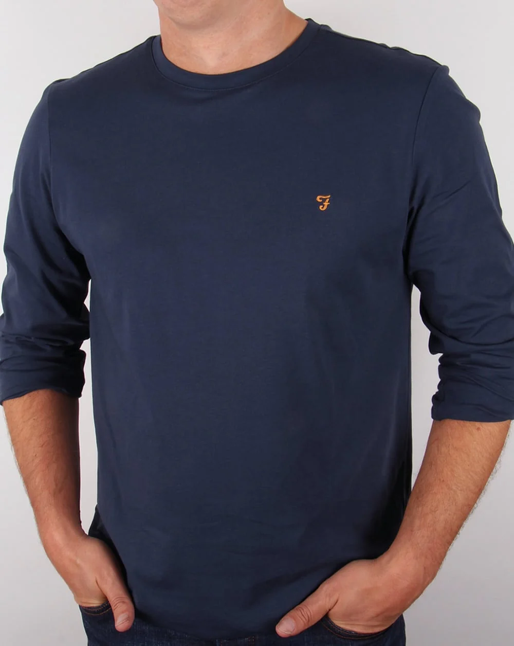 Farah Long Sleeve Denny Logo T-shirt Navy - Image 3