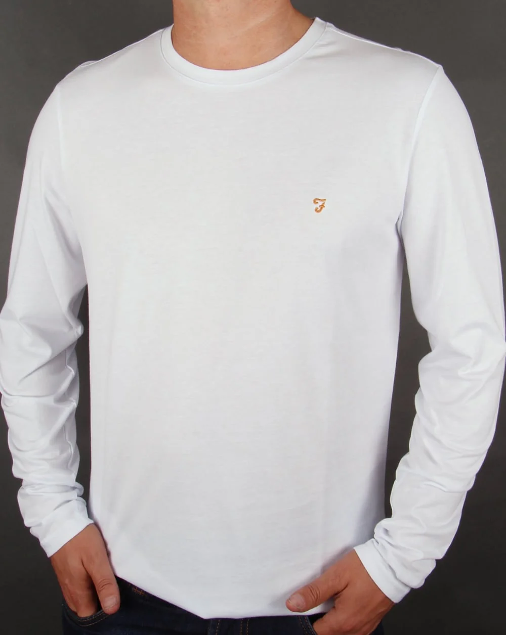 Farah Long Sleeve Denny Logo T-shirt White