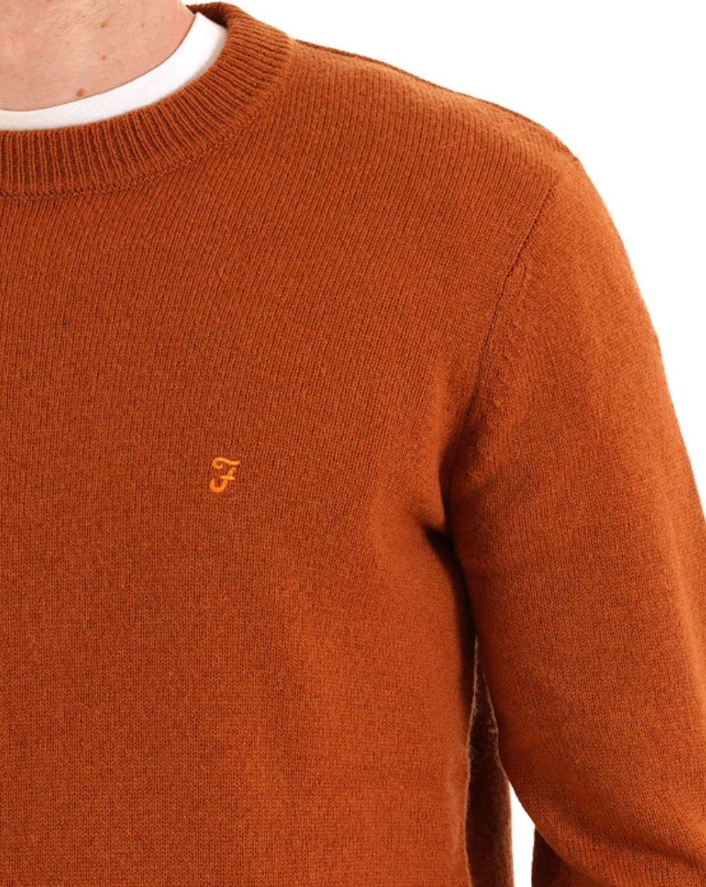 Farah Maidstone Crew Knit Burnt Orange - Image 2