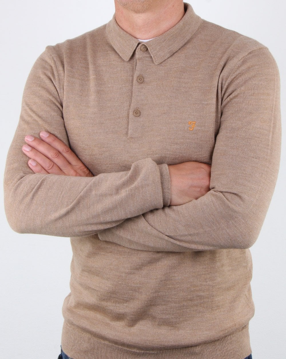 Farah Maidwell Knitted Polo Light Sand - Image 2