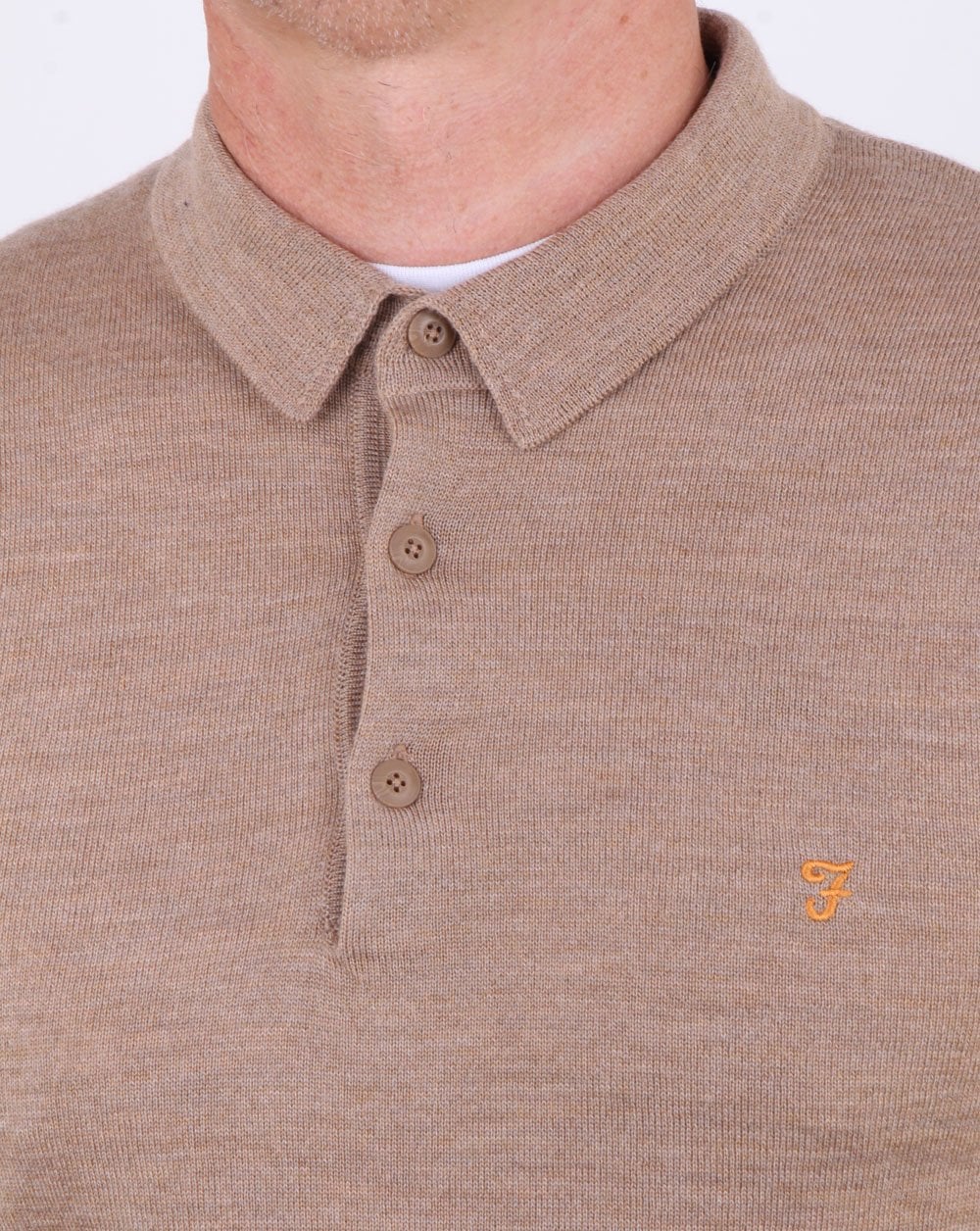 Farah Maidwell Knitted Polo Light Sand - Image 4