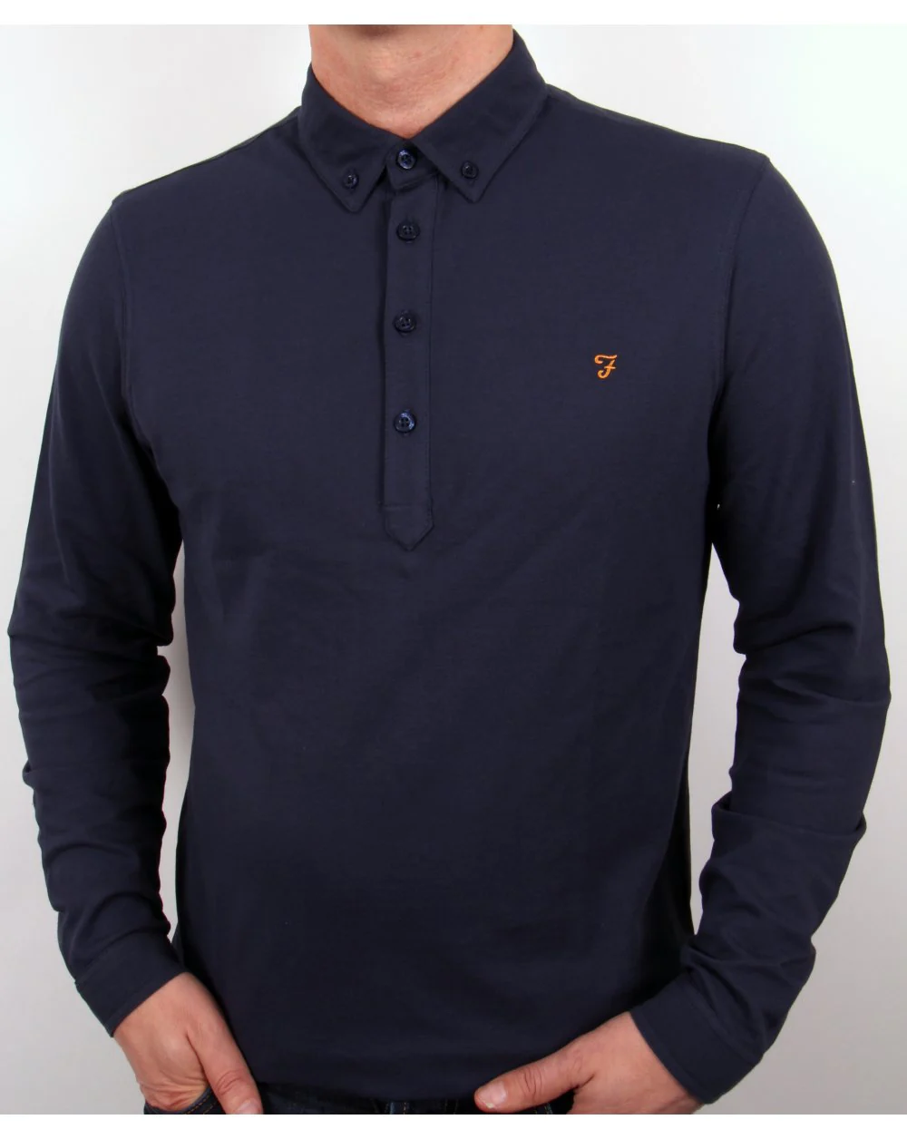 Farah Merriweather Polo Shirt Navy Blue - Image 3