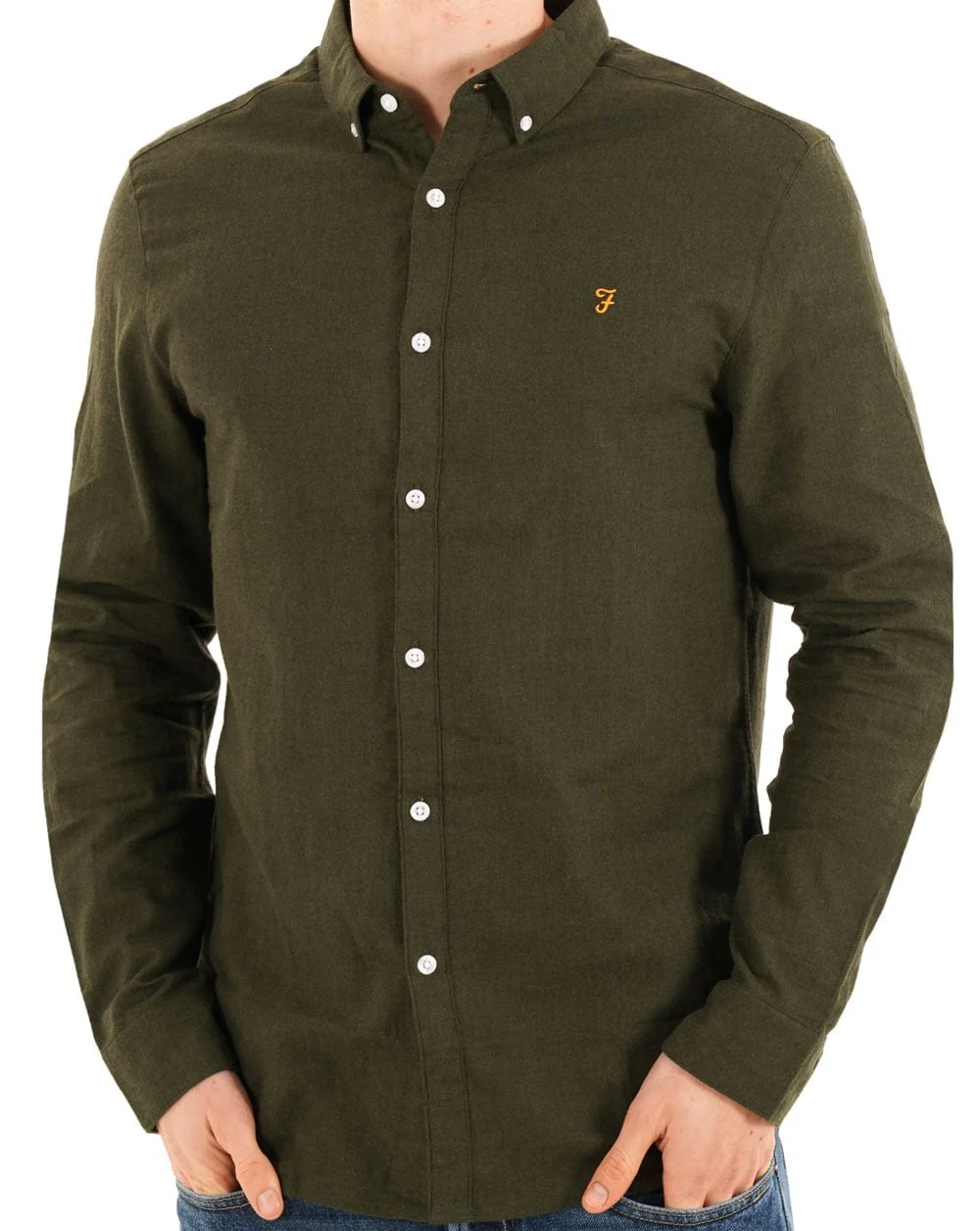 Farah Milners Shirt Evergreen Marl - Image 3