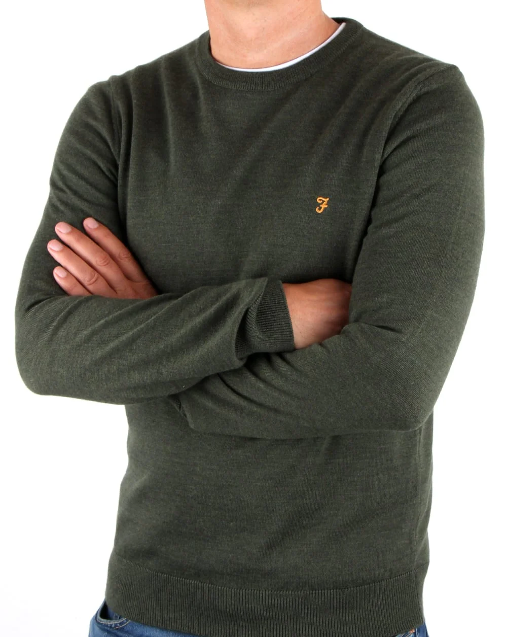 Farah Mullen Merino Jumper Green Marl - Image 3