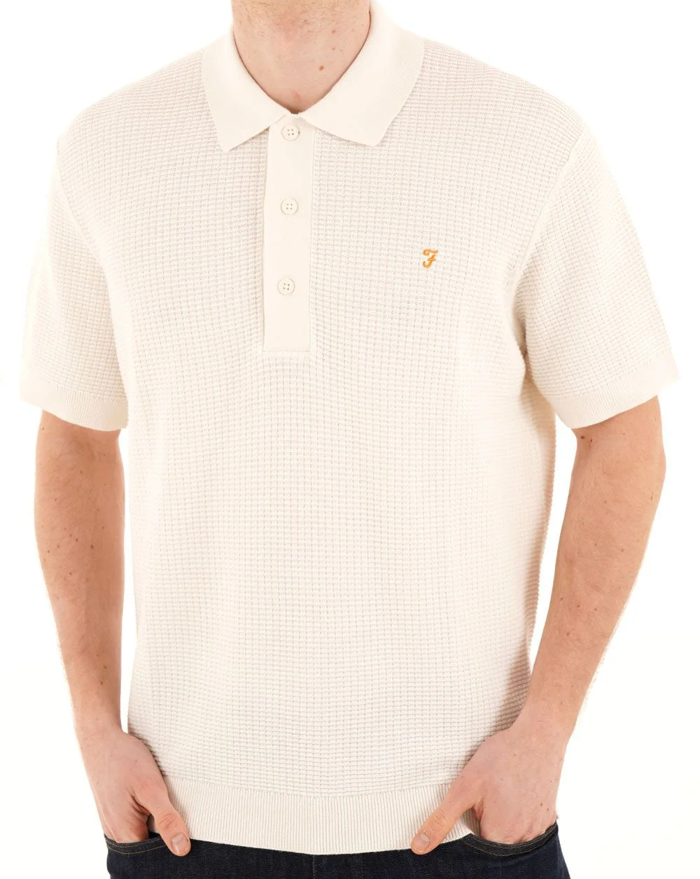 Farah Thornley Knit Polo Ecru - Image 3