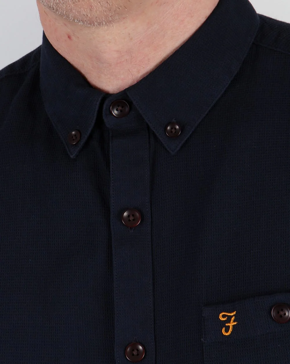 Farah Vintage Colbeck Short Sleeve Shirt True Navy - Image 2