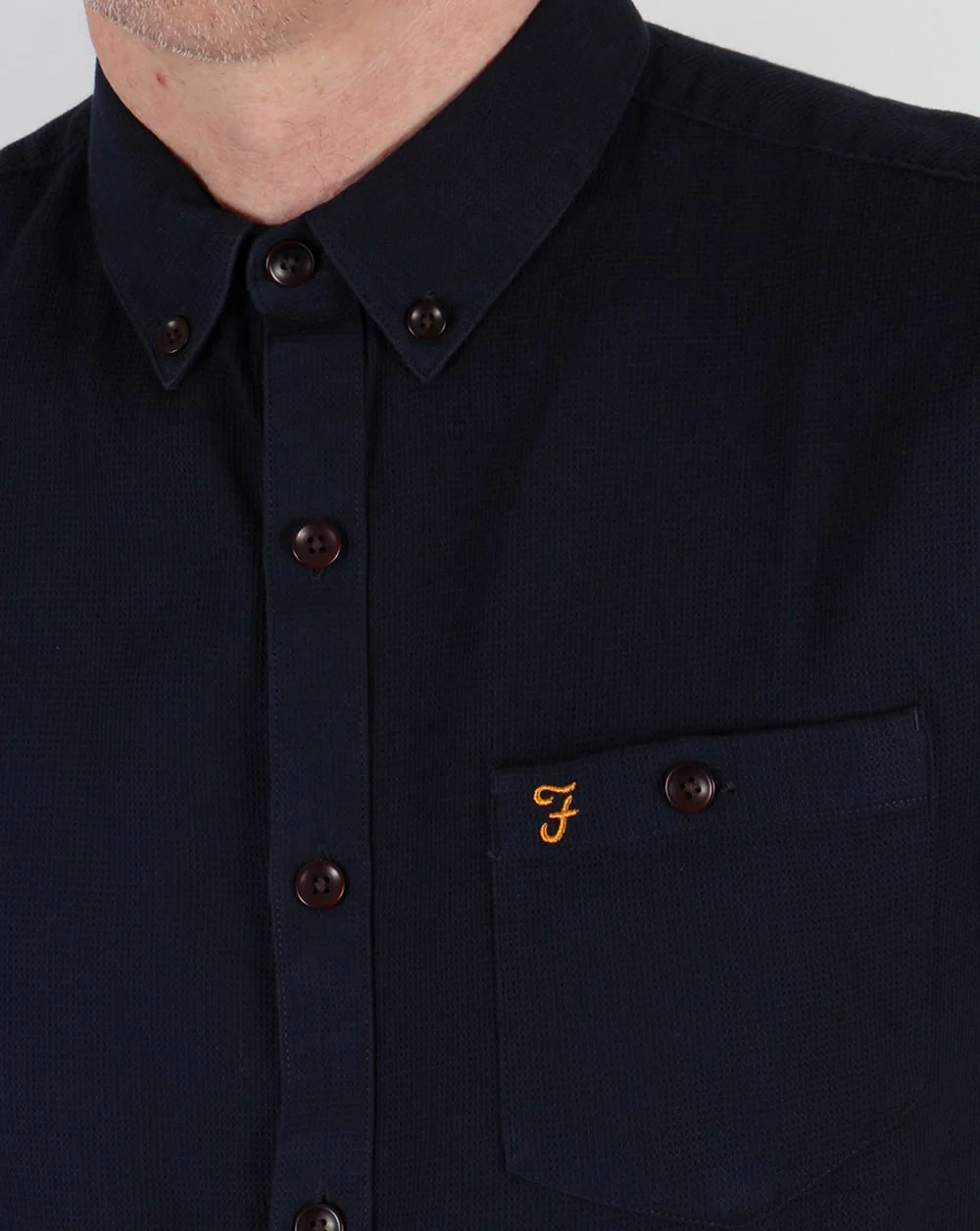Farah Vintage Colbeck Short Sleeve Shirt True Navy - Image 3