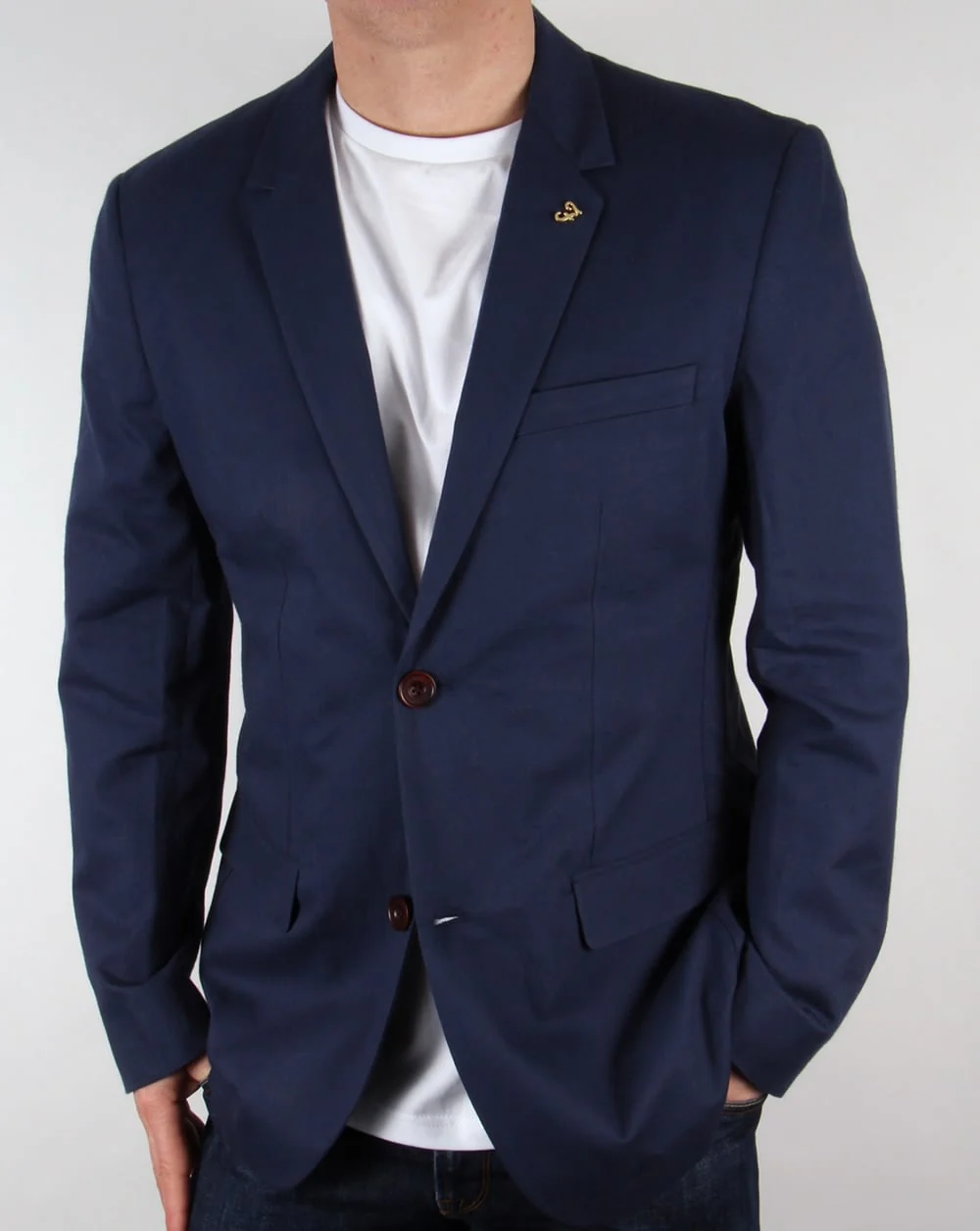 Farah Vintage Newington Honeycomb Blazer Navy
