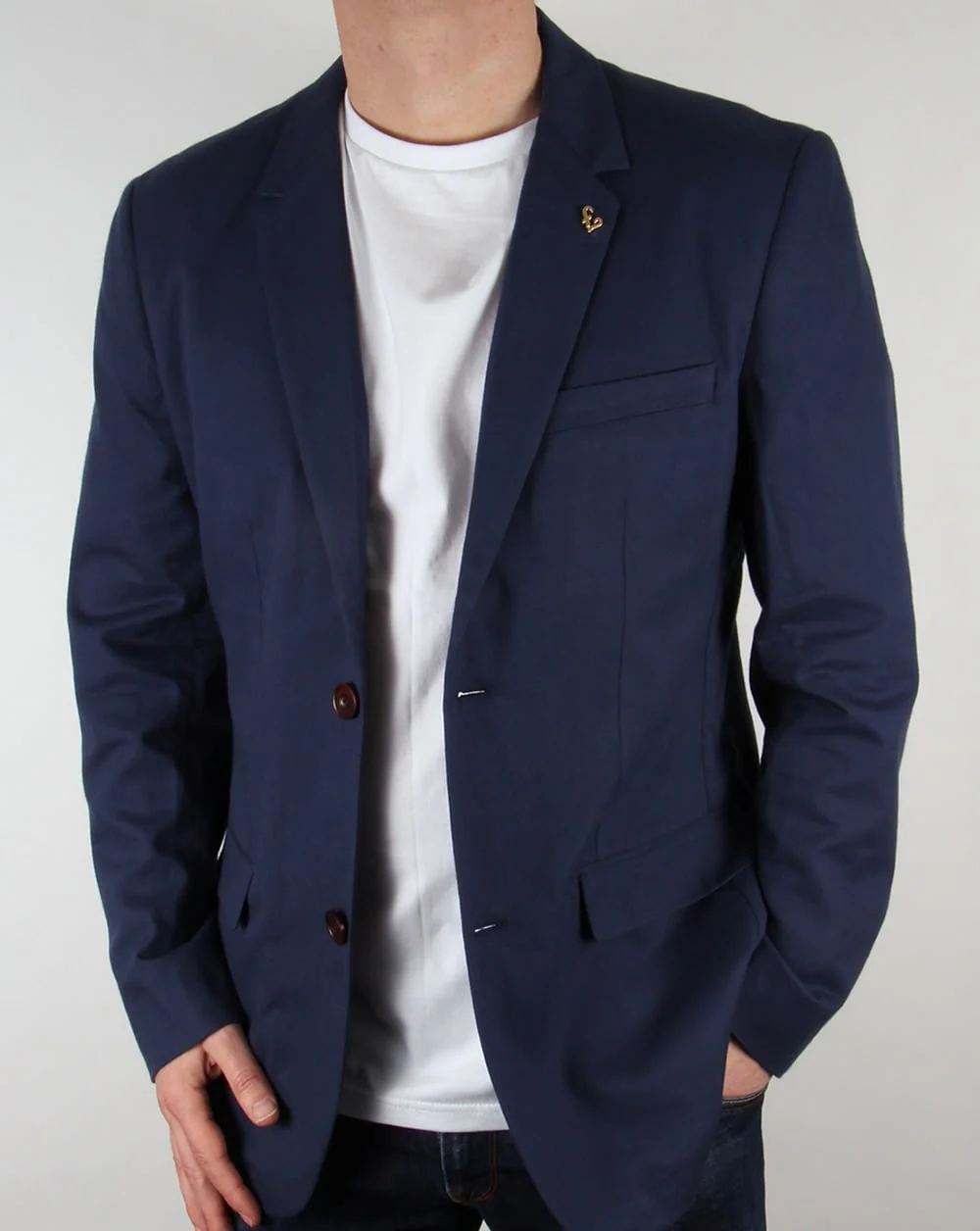 Farah Vintage Newington Honeycomb Blazer Navy - Image 4