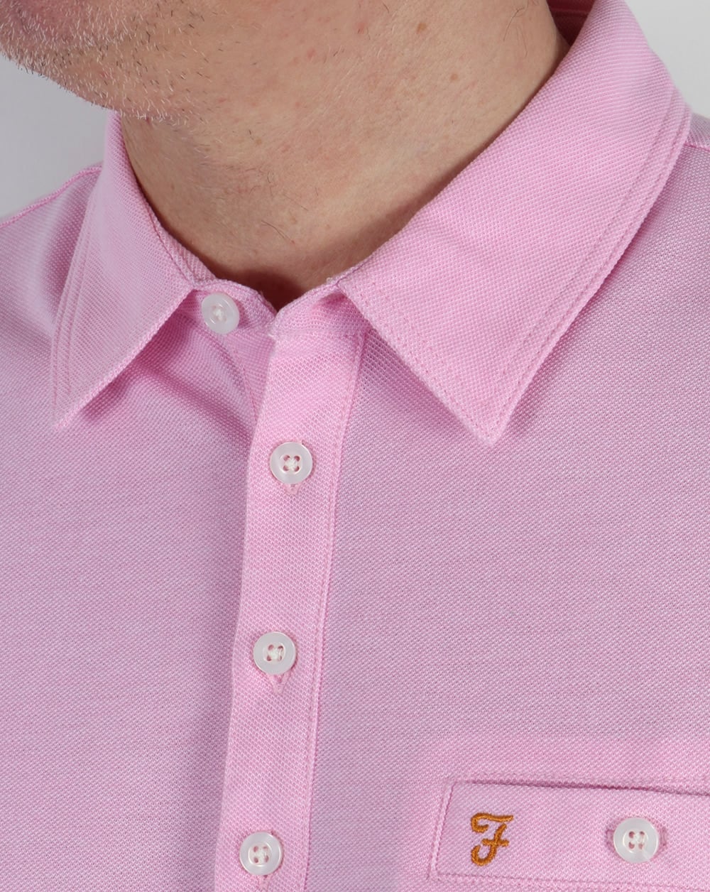 Farah Vintage Tennyson Polo Shirt Horizon Pink - Image 3