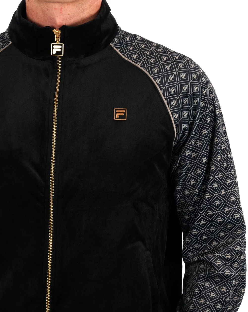 Fila Gold Albero Velour Track Top Black/Stone - Image 2