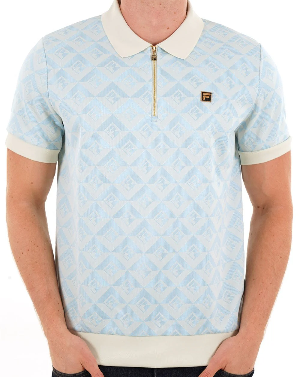 Fila Gold Axel Jacquard Zip Polo Blue