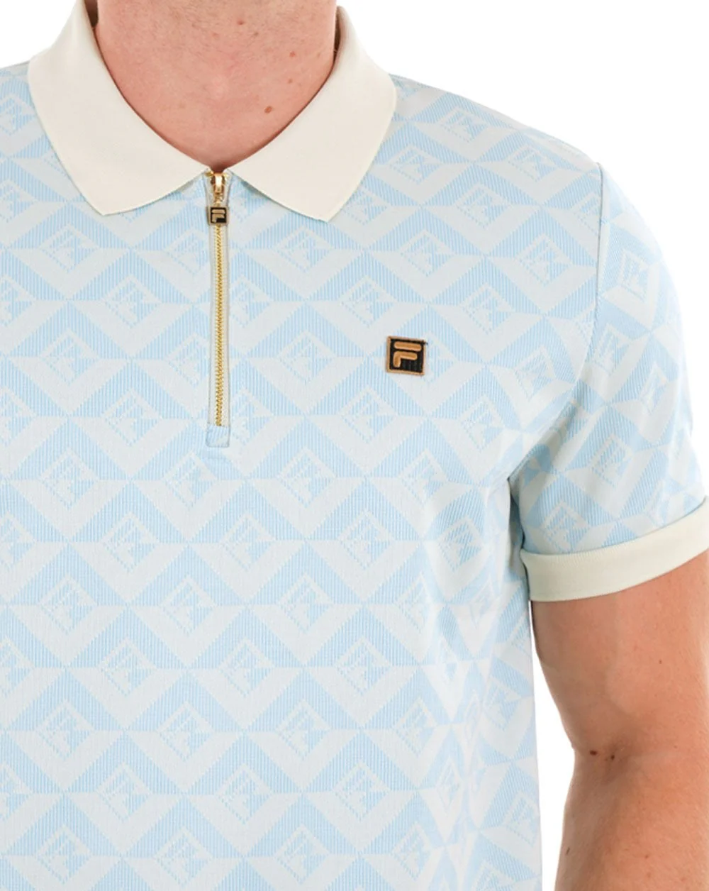 Fila Gold Axel Jacquard Zip Polo Blue - Image 3