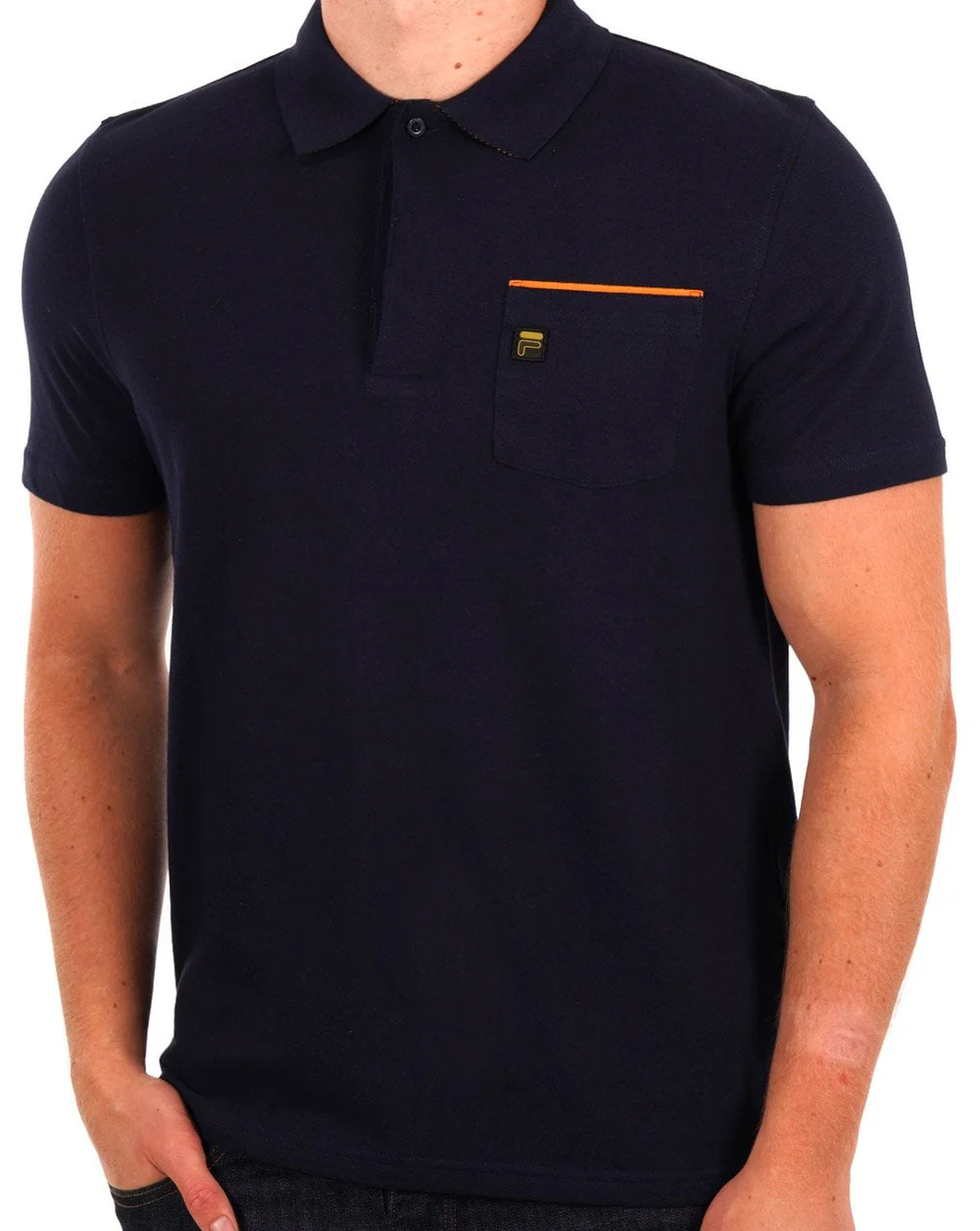 Fila Gold Bruni Polo Shirt Navy/Orange - Image 3