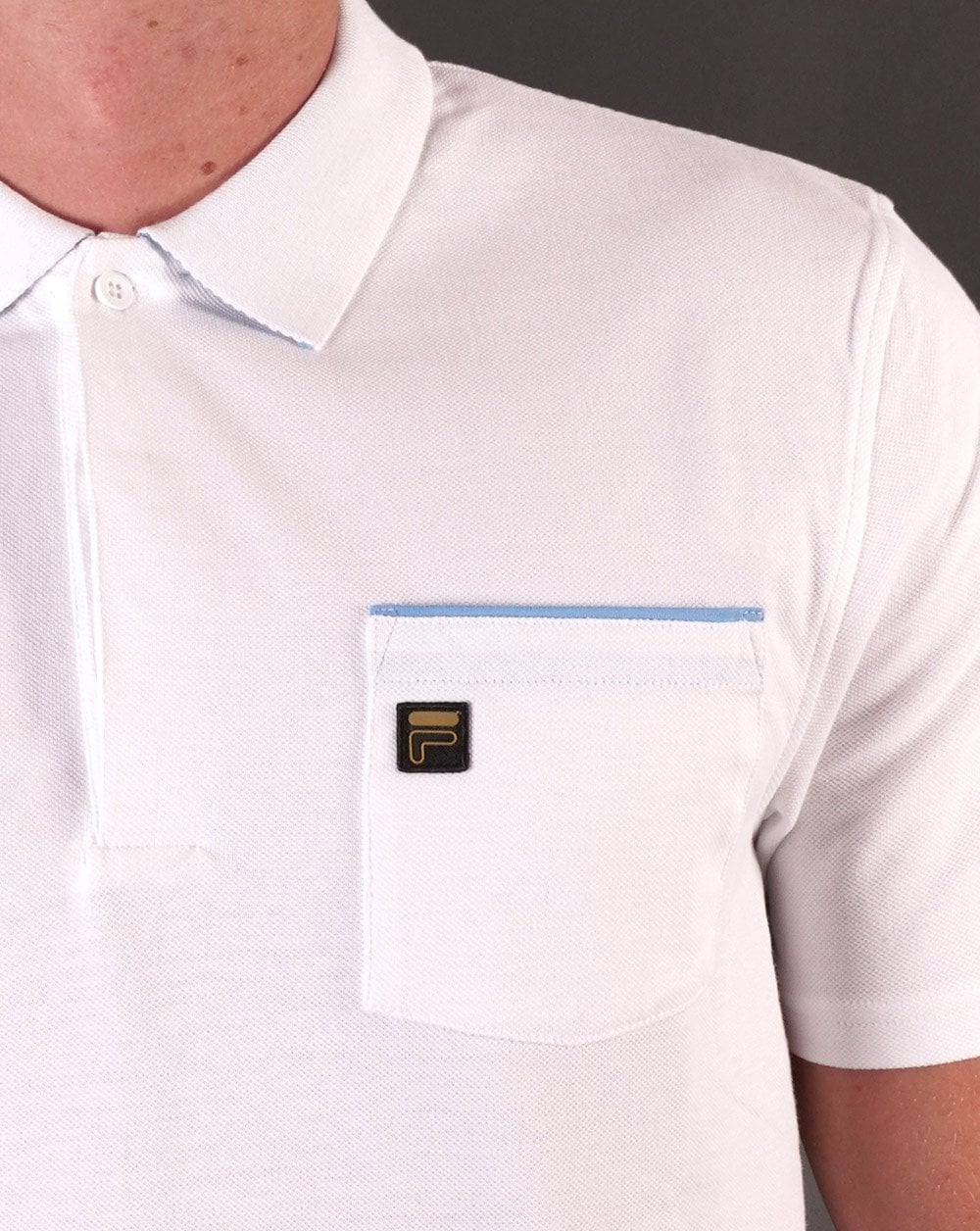 Fila Gold Bruni Polo Shirt White/Azure Blue - Image 2