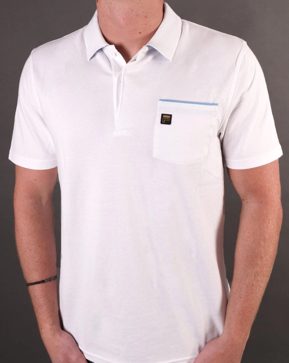 Fila Gold Bruni Polo Shirt White/Azure Blue - Image 3