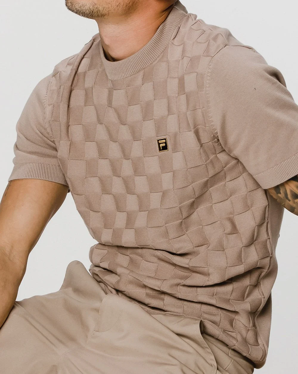 Fila Gold Campbell Square Knit Tee Mocha - Image 3