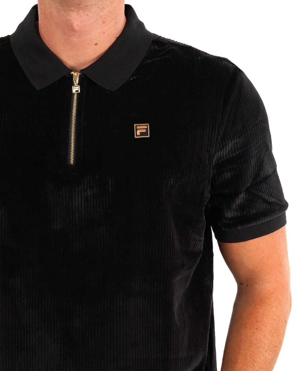 Fila Gold Corded Velour Polo Black - Image 2