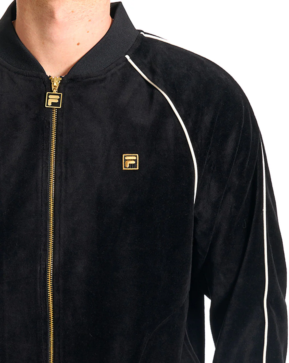 Fila Gold Fella Velour Track Jacket Black - Image 2