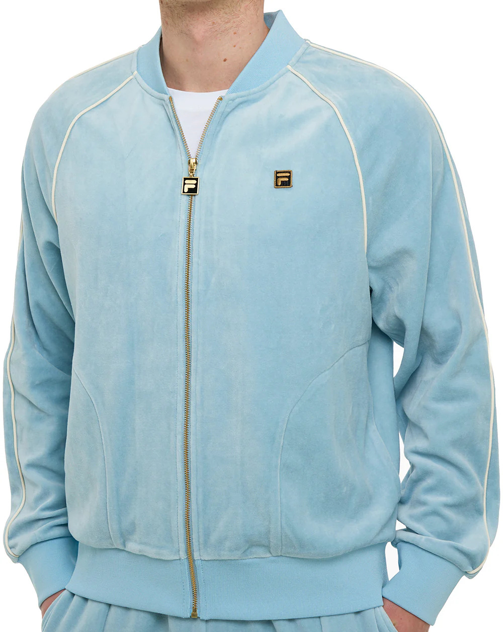 Fila Gold Fella Velour Track Jacket Sterling Blue - Image 3