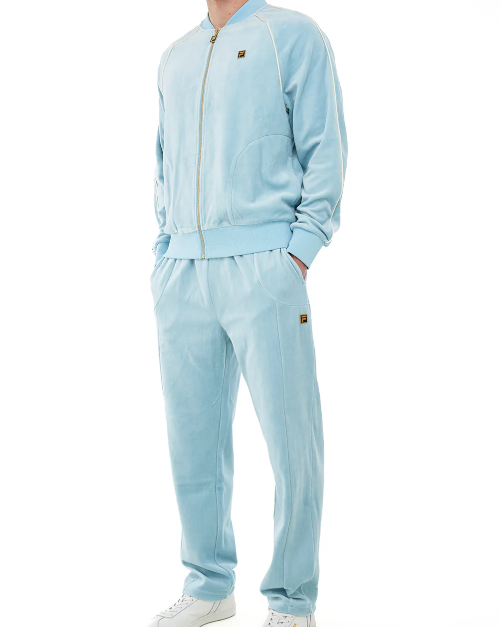Fila Gold Fella Velour Track Jacket Sterling Blue - Image 4