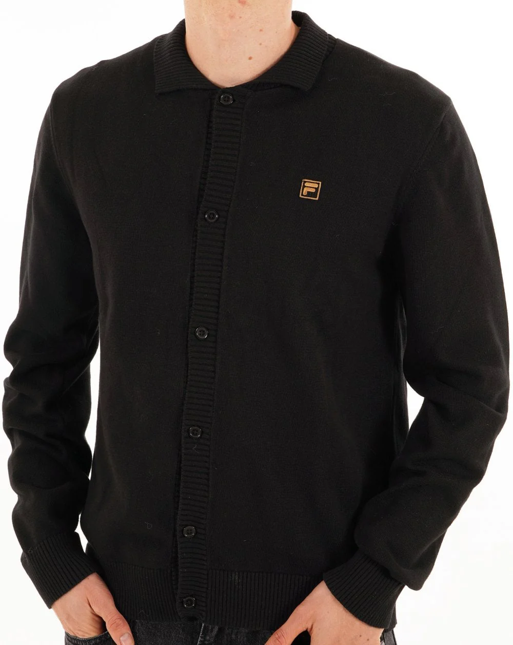 Fila Gold Gov Knitted Cardigan Black - Image 4