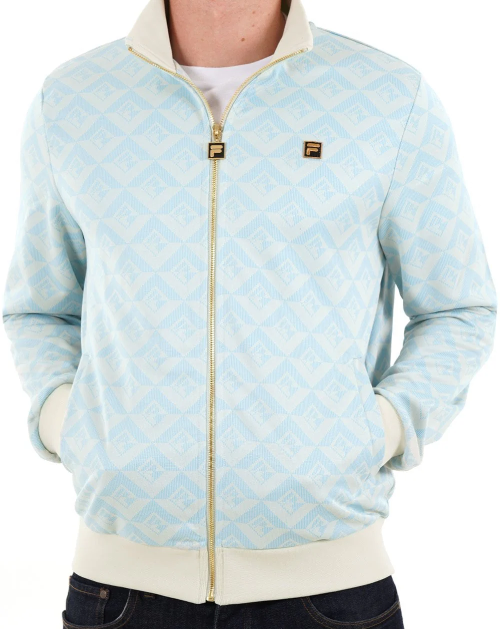 Fila Gold Hank Jacquard Track Top Blue - Image 3