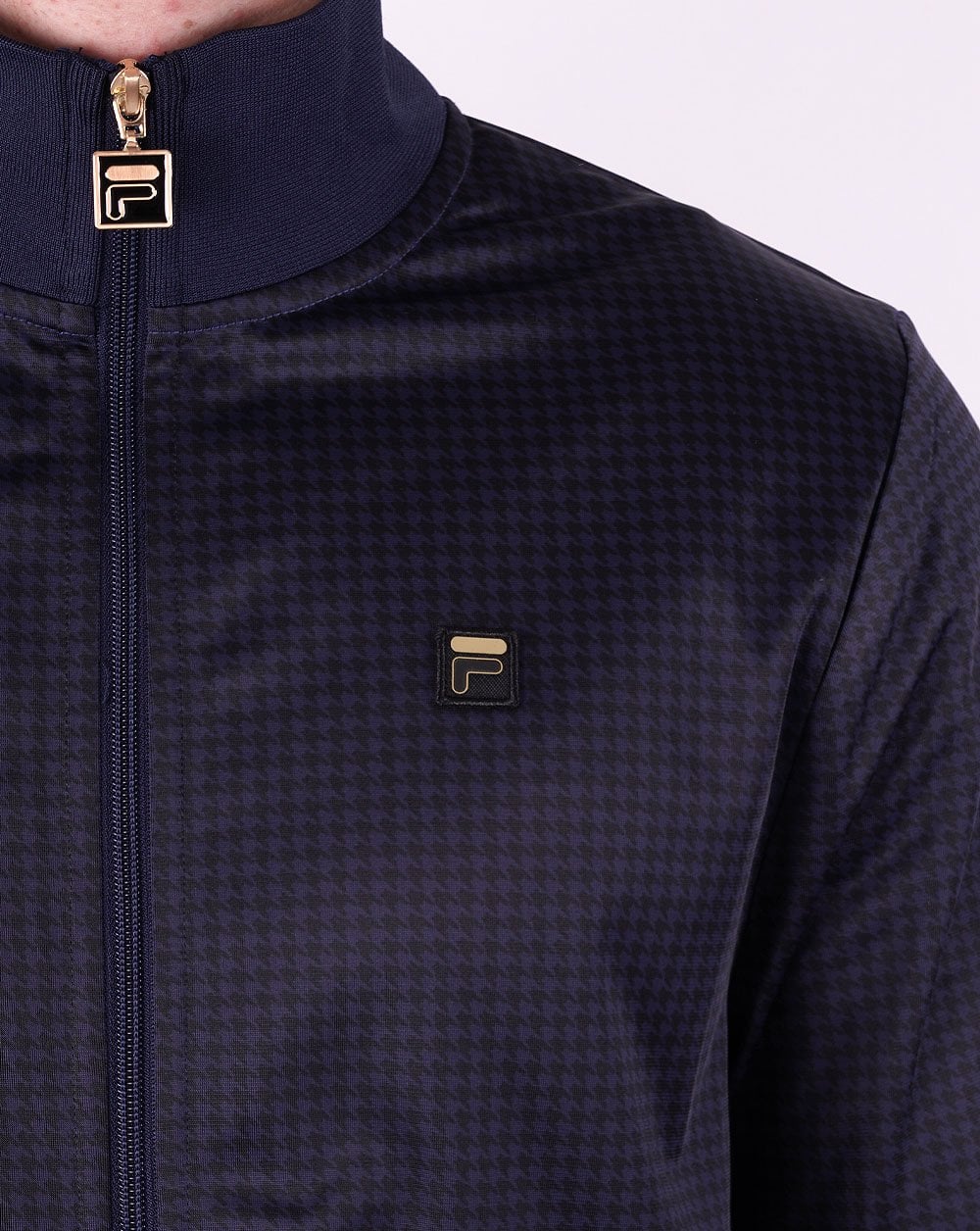 Fila Gold Houndstooth Track Top Navy - Image 2
