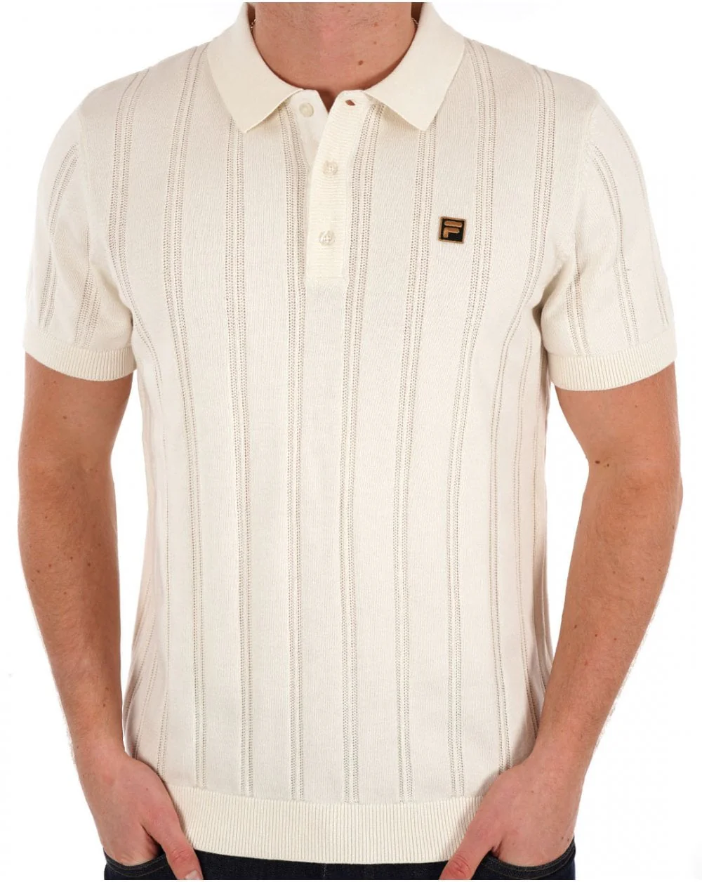 Fila Gold Kennedy Knit Polo Off White - Image 3